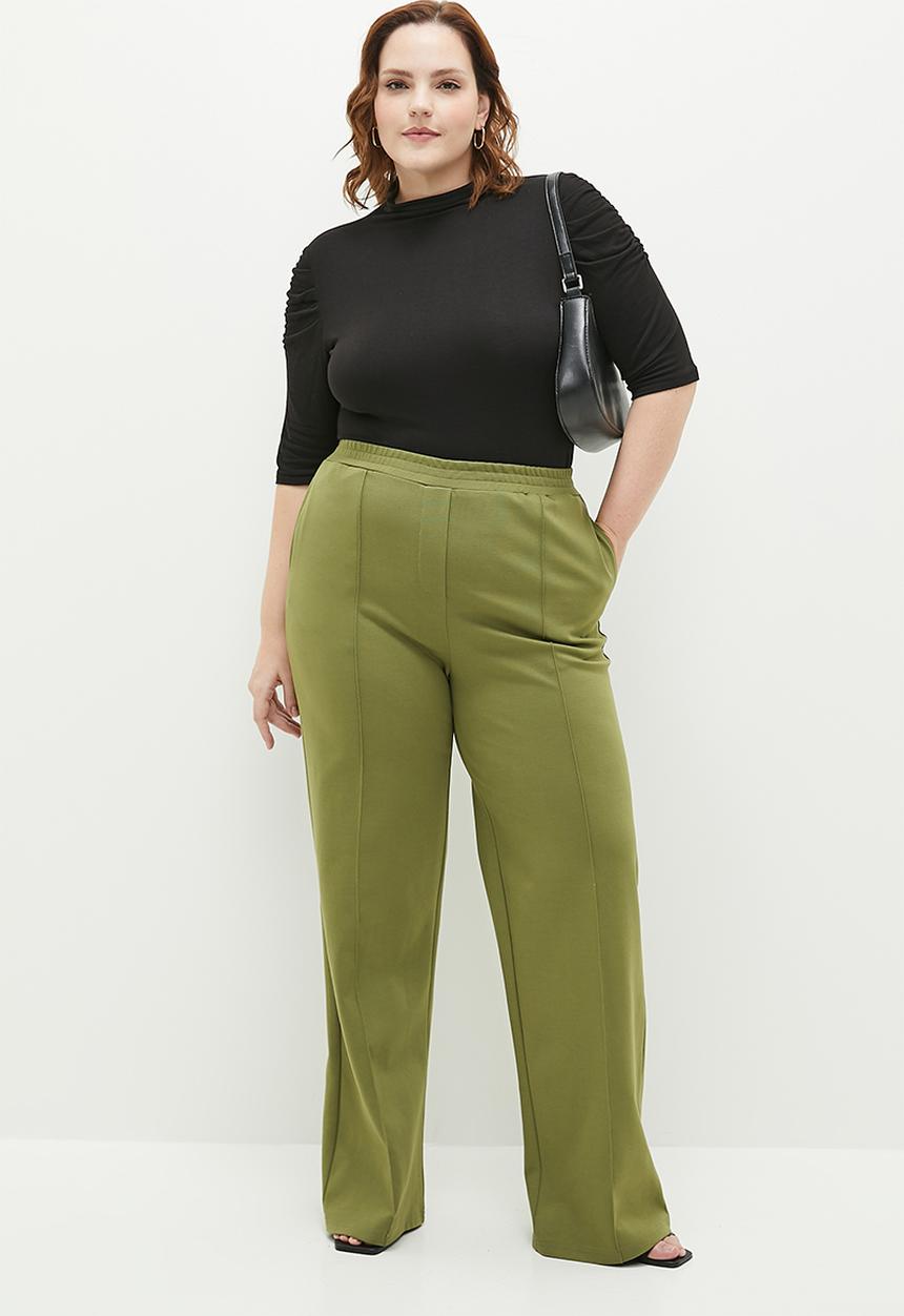 Me&B - Plus casual tailored ponti pants - olive