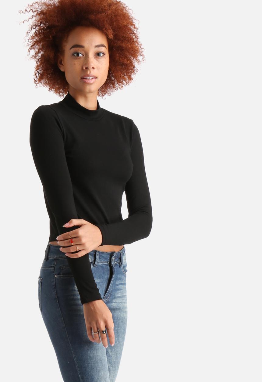 AX Paris - Cropped Polo Neck Top