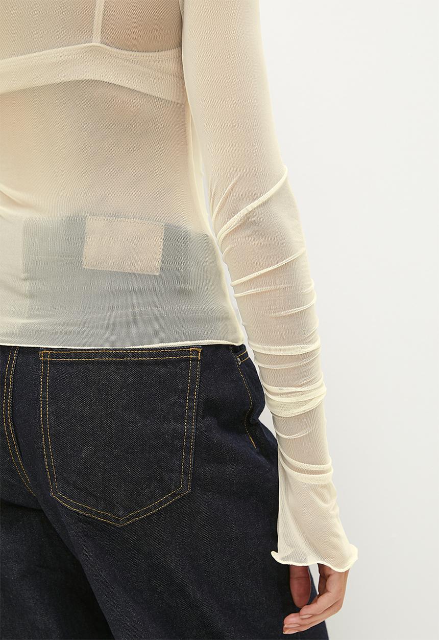 Superbalist - Ruched v mesh top - milk