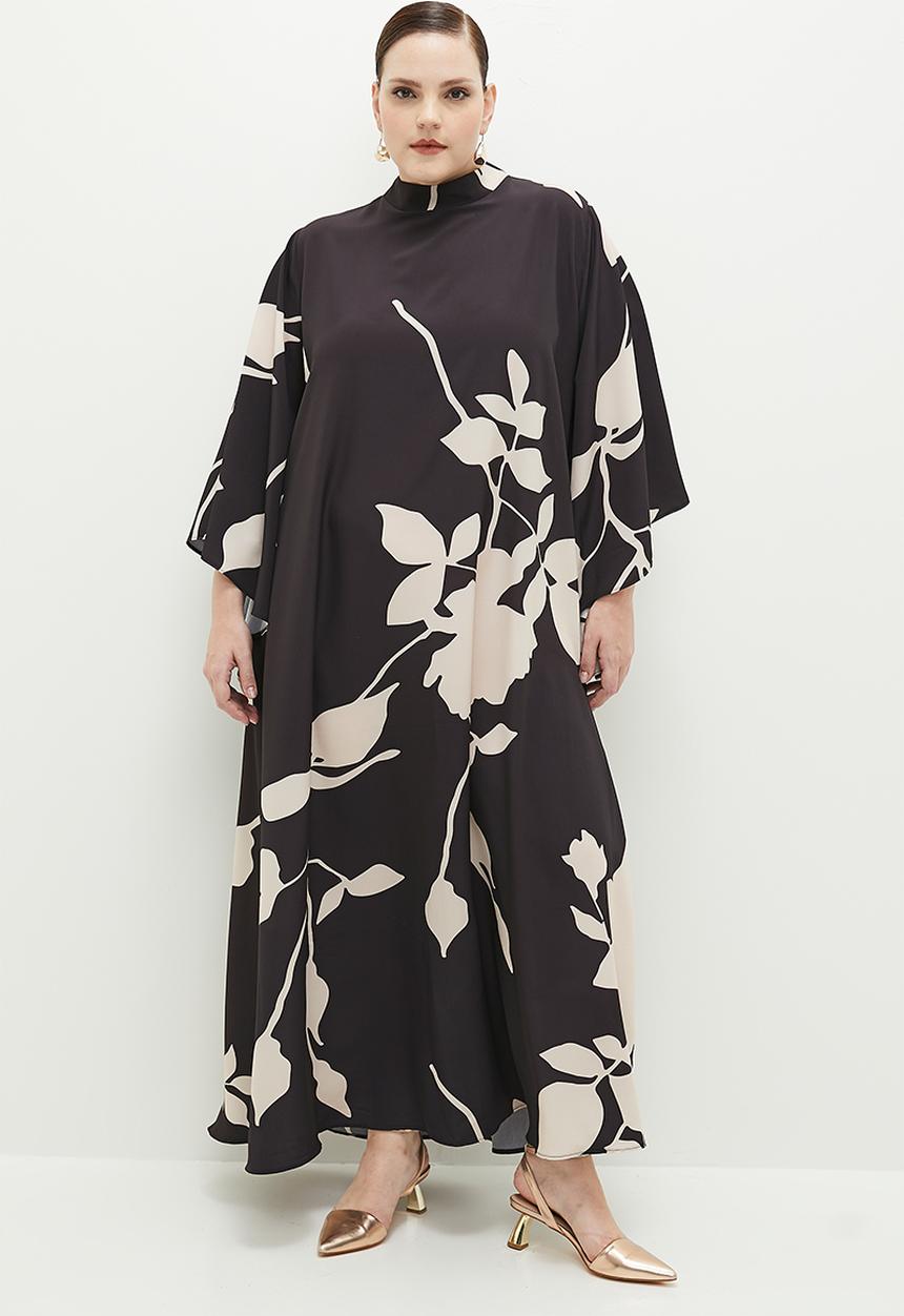 edit - Trapeze maxi kaftan dress - largescale floral
