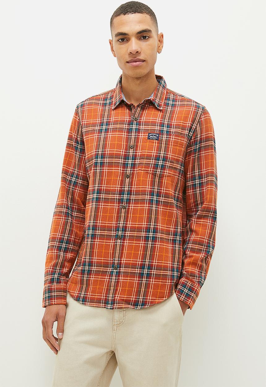 Superdry. - Long sleeve cotton lumberjack shirt - orange