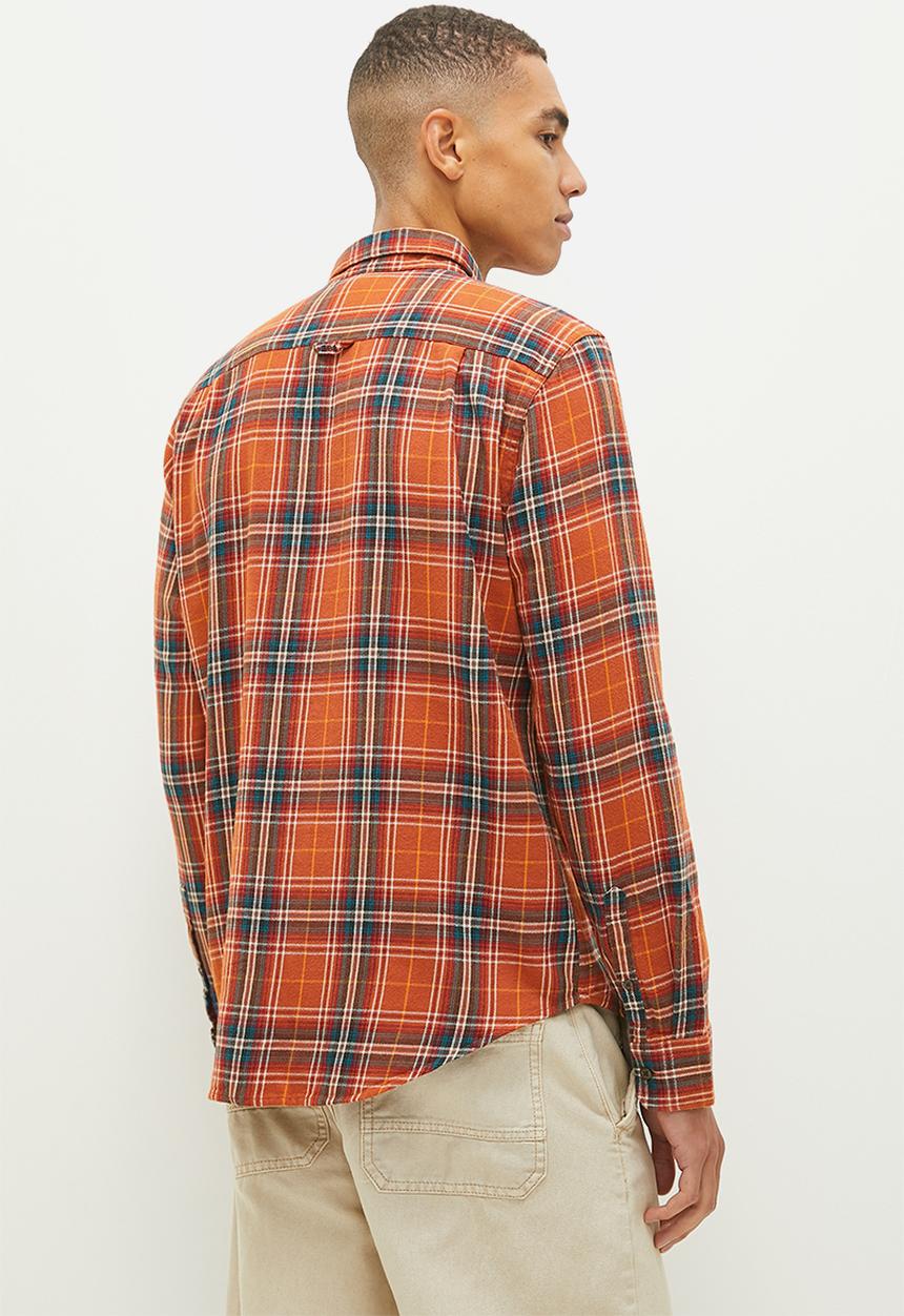 Superdry. - Long sleeve cotton lumberjack shirt - orange