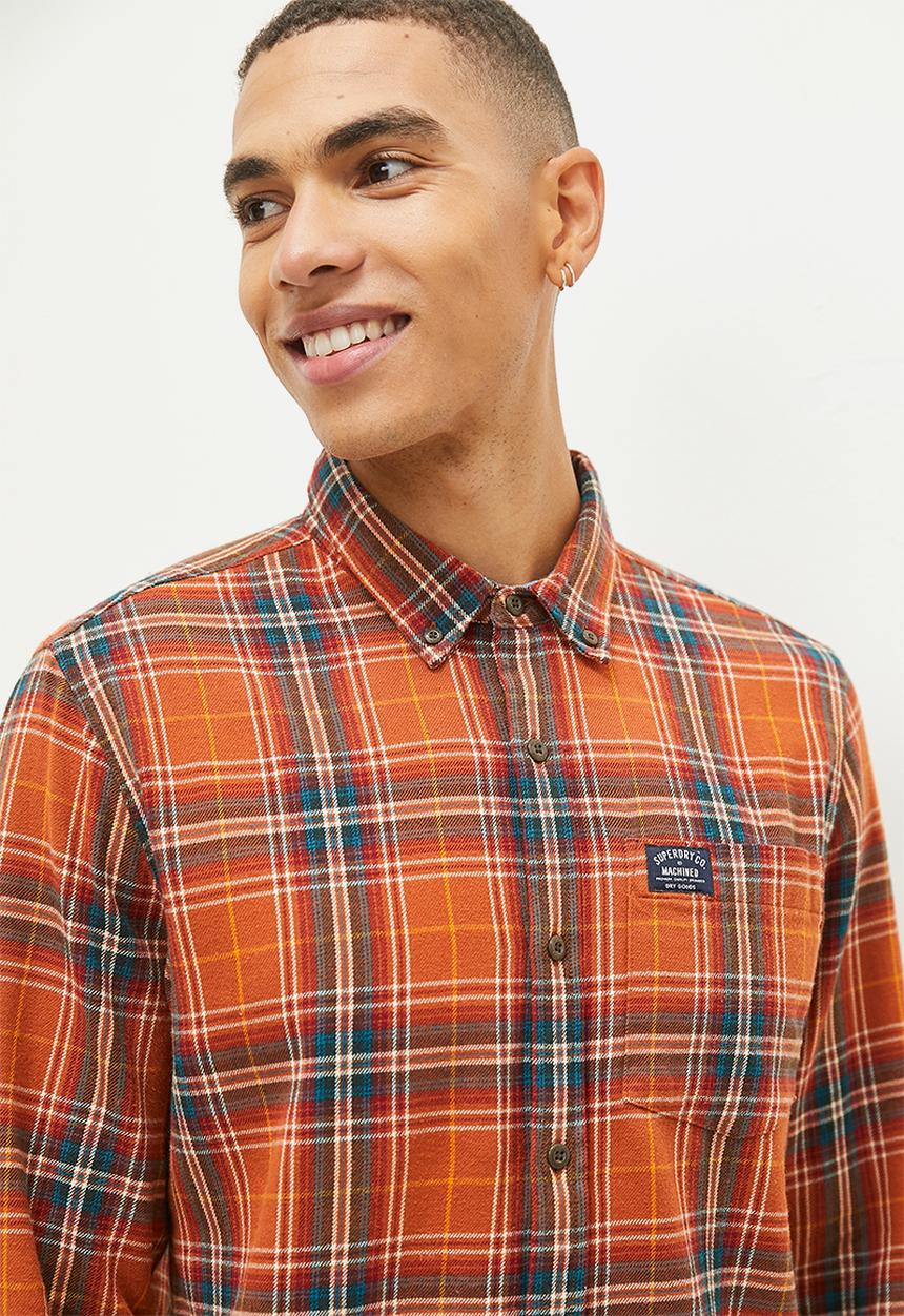 Superdry. - Long sleeve cotton lumberjack shirt - orange