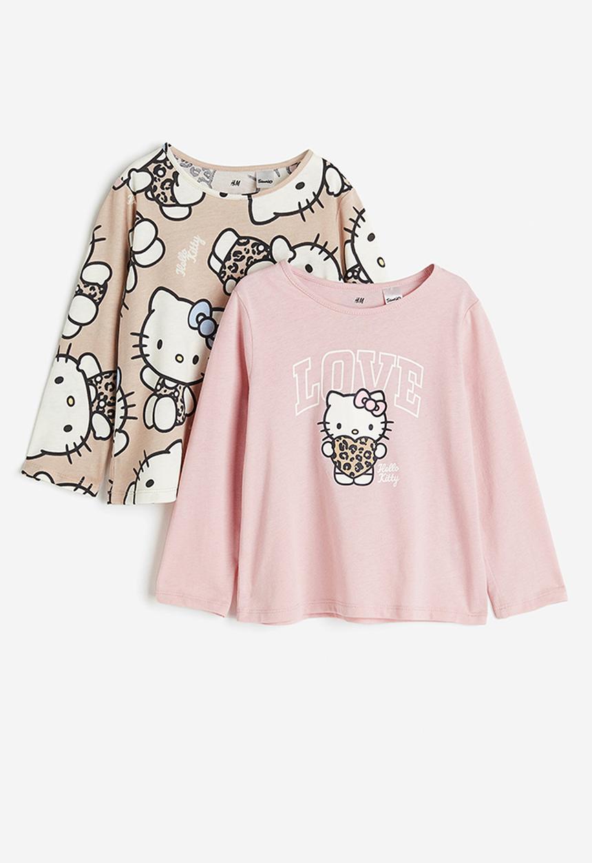 H&M - 2-Pack long-sleeved jersey tops - light pink hello kitty