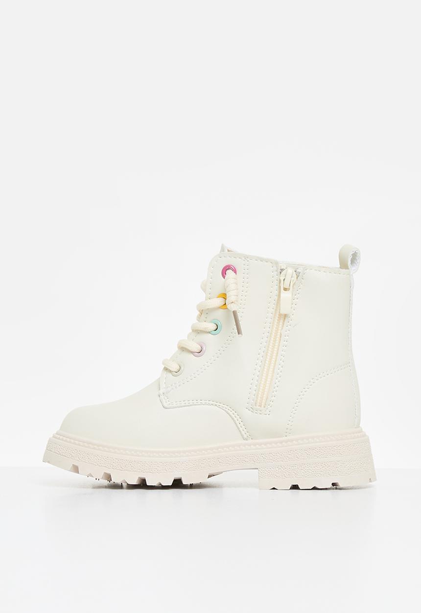 Pop Candy - Lace up ankle boots - white