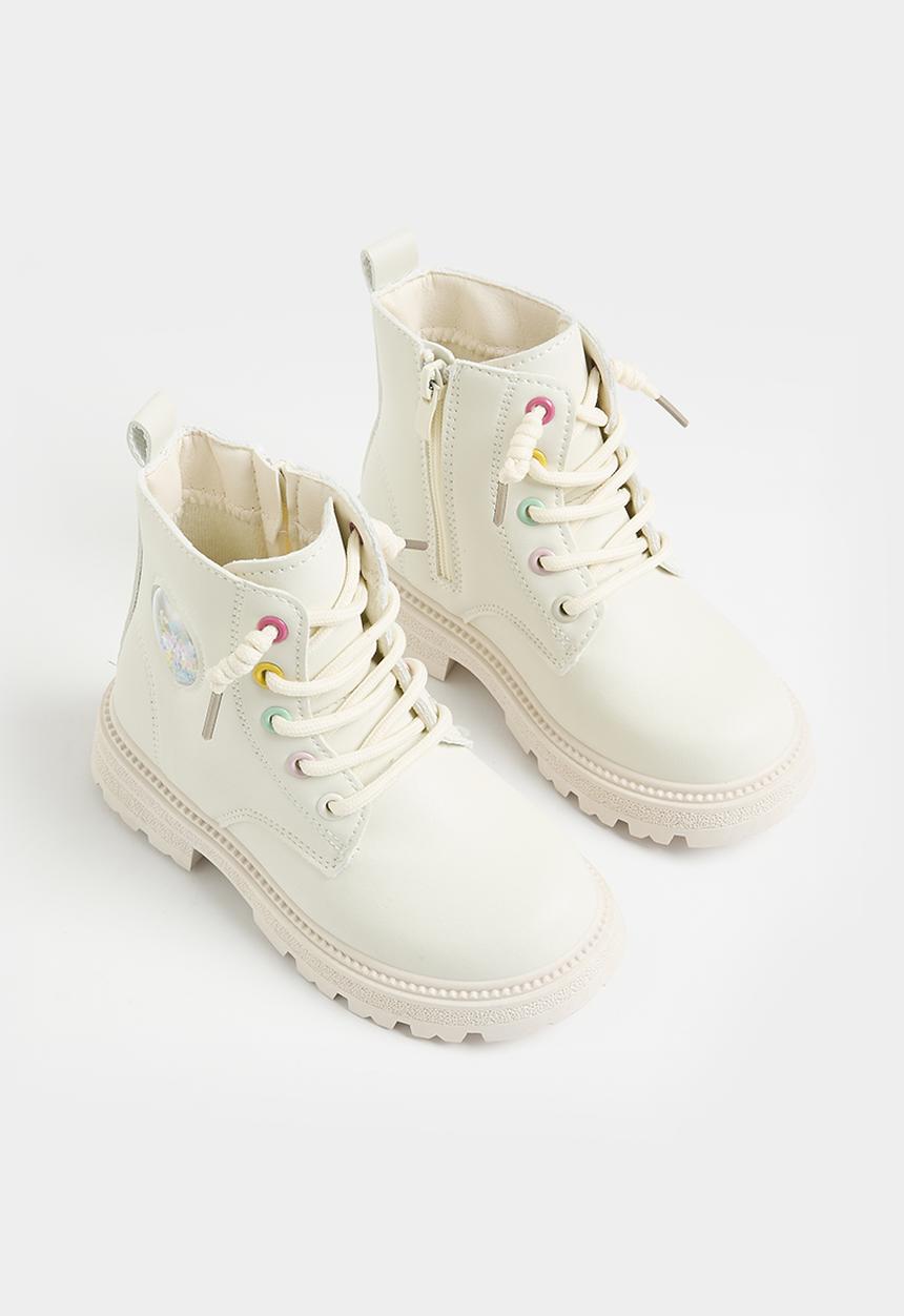 Pop Candy - Lace up ankle boots - white