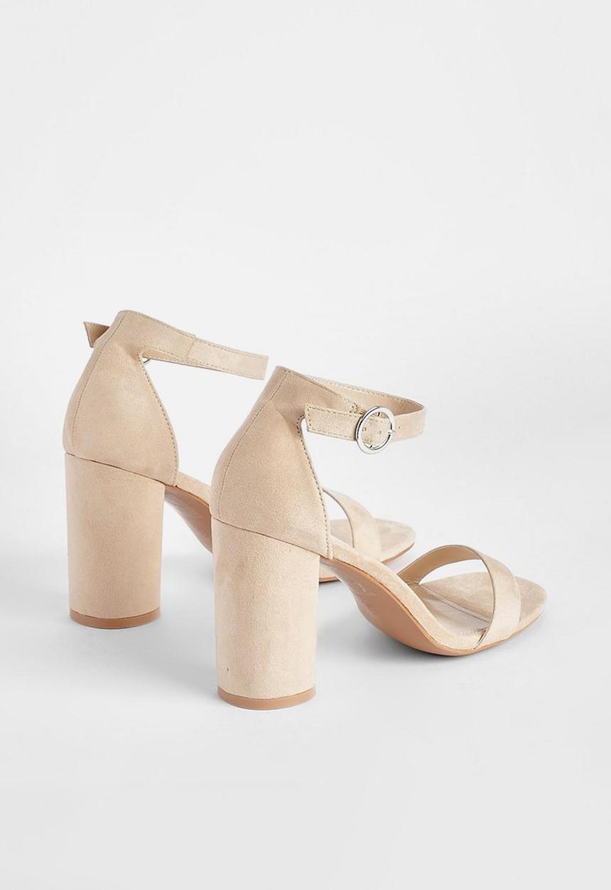 boohoo - Wide fit rounded heel 2 part barely there heels - beige 