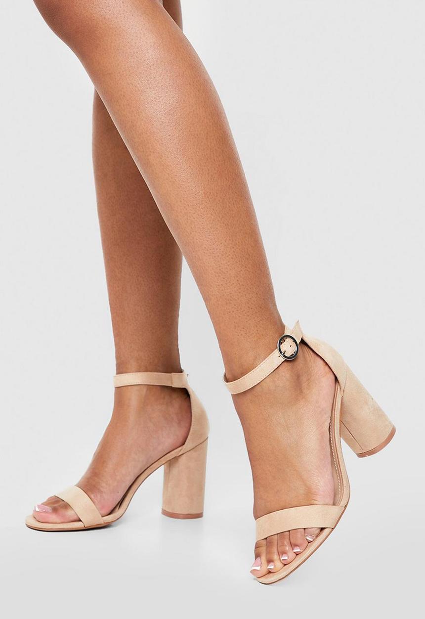 boohoo - Wide fit rounded heel 2 part barely there heels - beige 