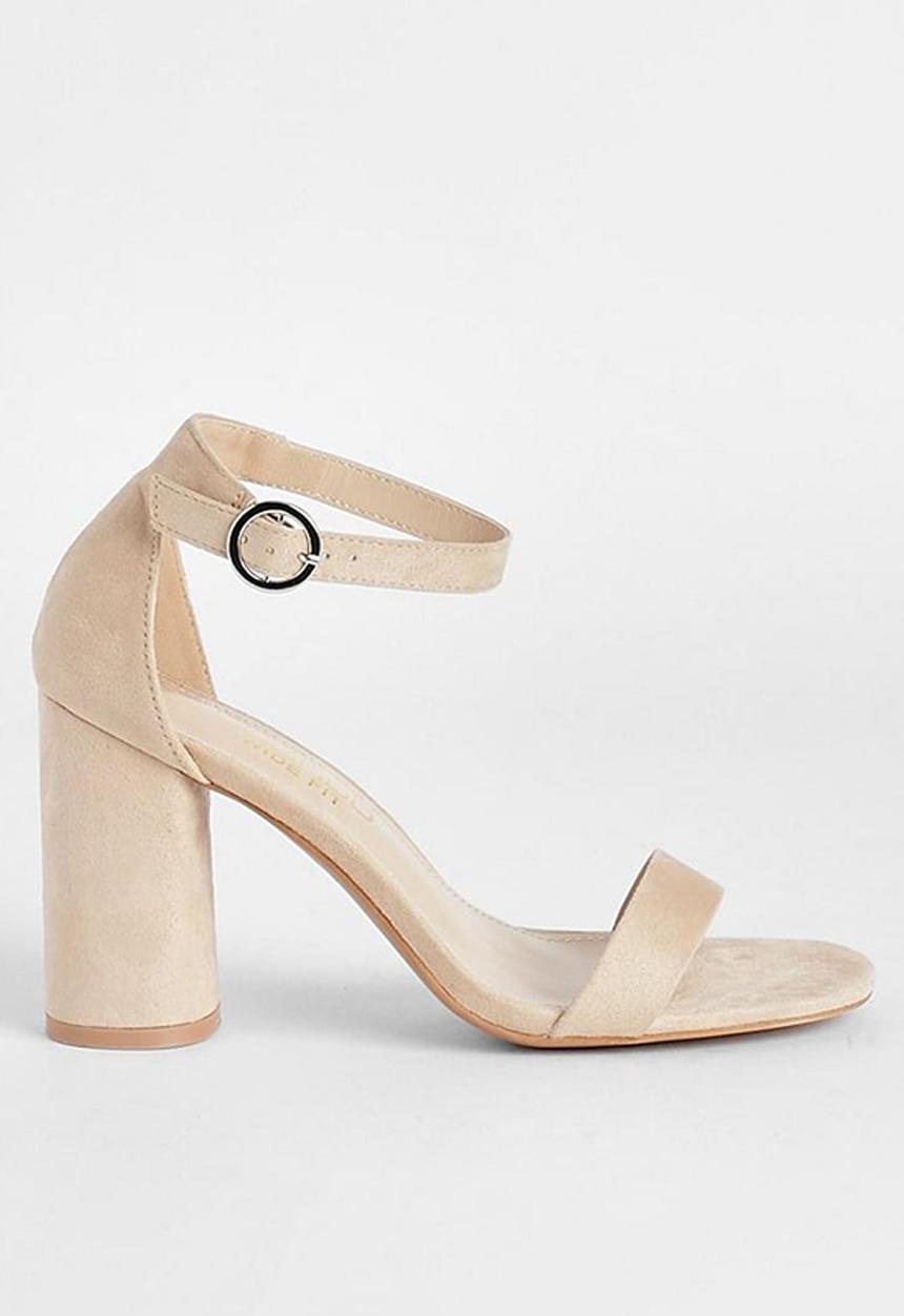 boohoo - Wide fit rounded heel 2 part barely there heels - beige 
