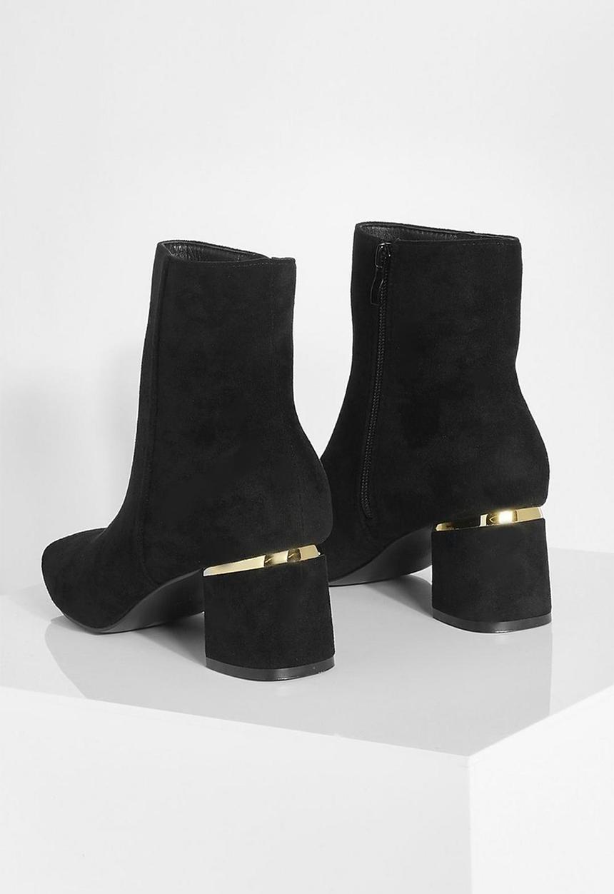 boohoo - Wide fit hardware detail block heel boots - black