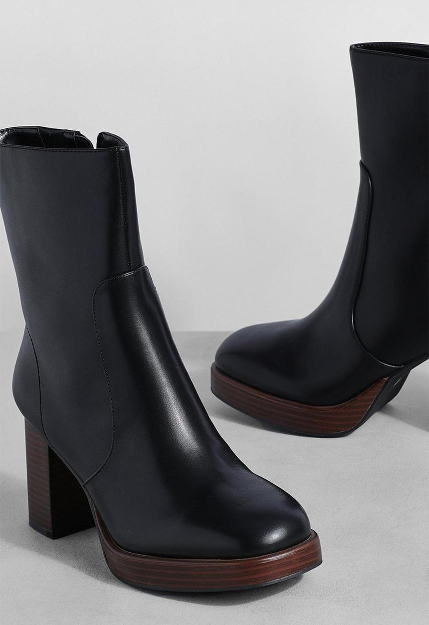 boohoo - Block heel platform shoe boots - black