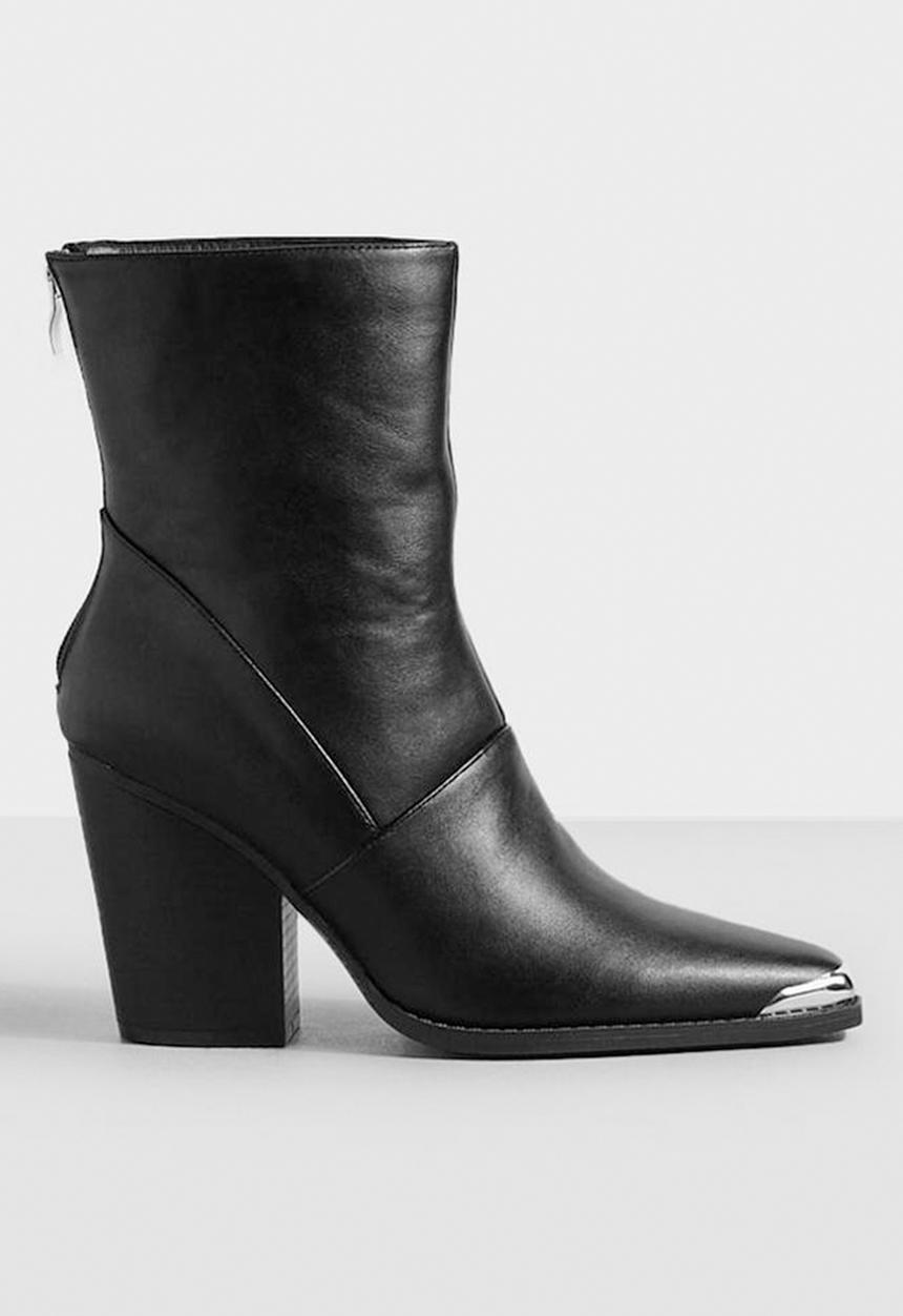 boohoo - Toe cap detail western cowboy boots - black