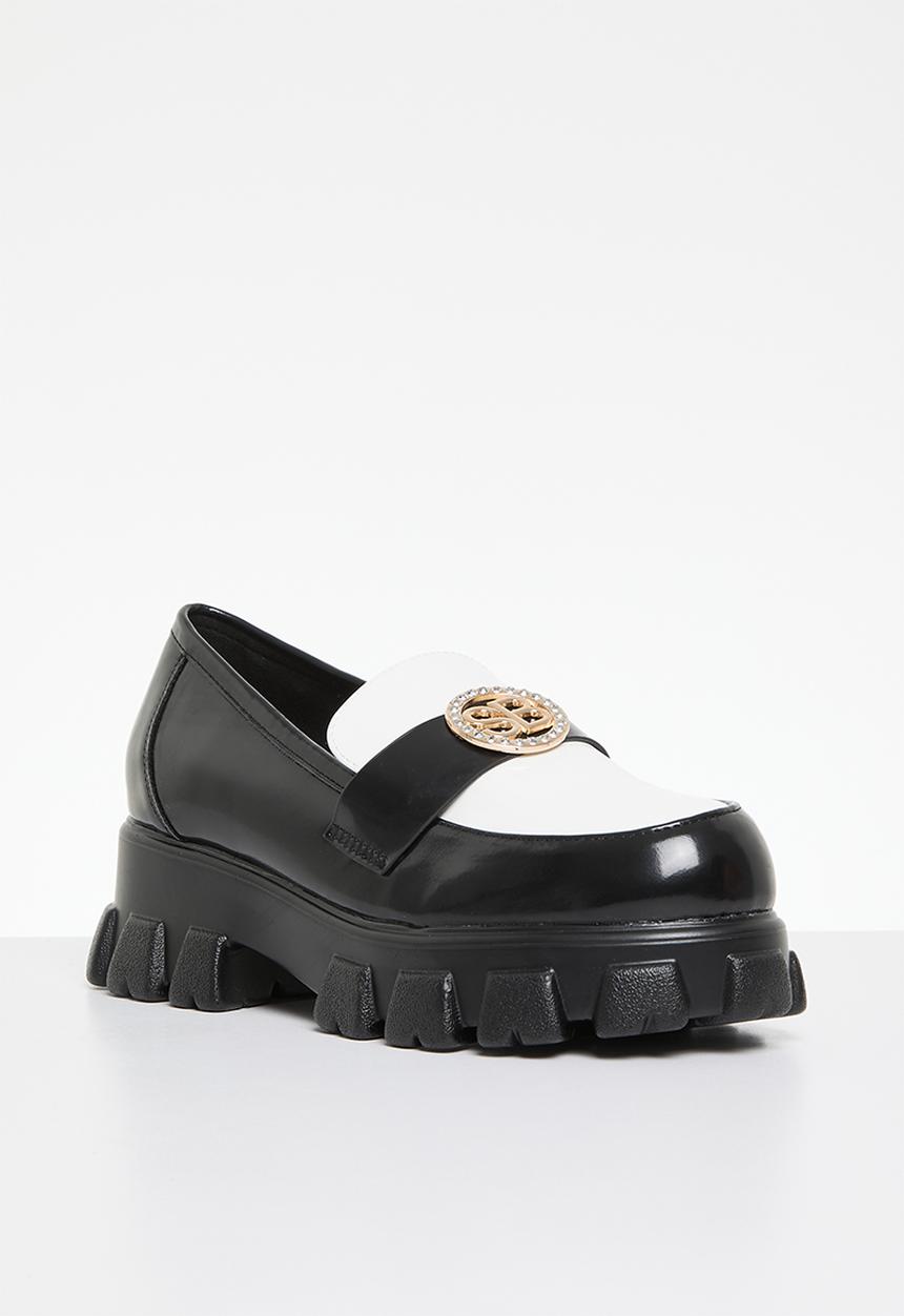 SISSY BOY - Tux loafer - black/ white