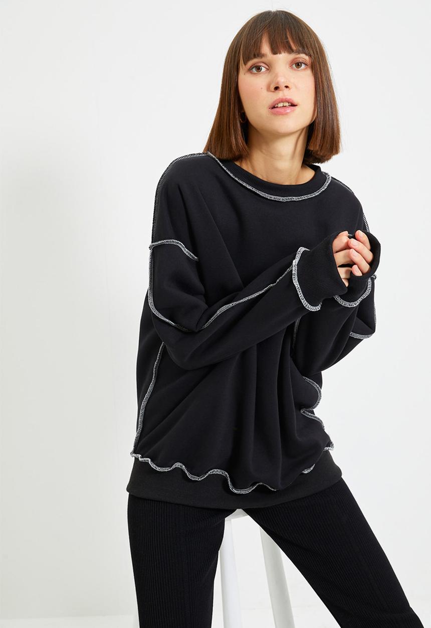 Trendyol - Regular Sweatshirt - Black