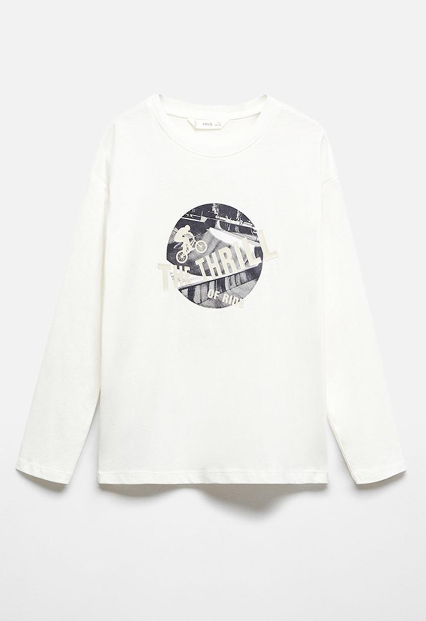 MANGO - T-shirt aerial - offwhite