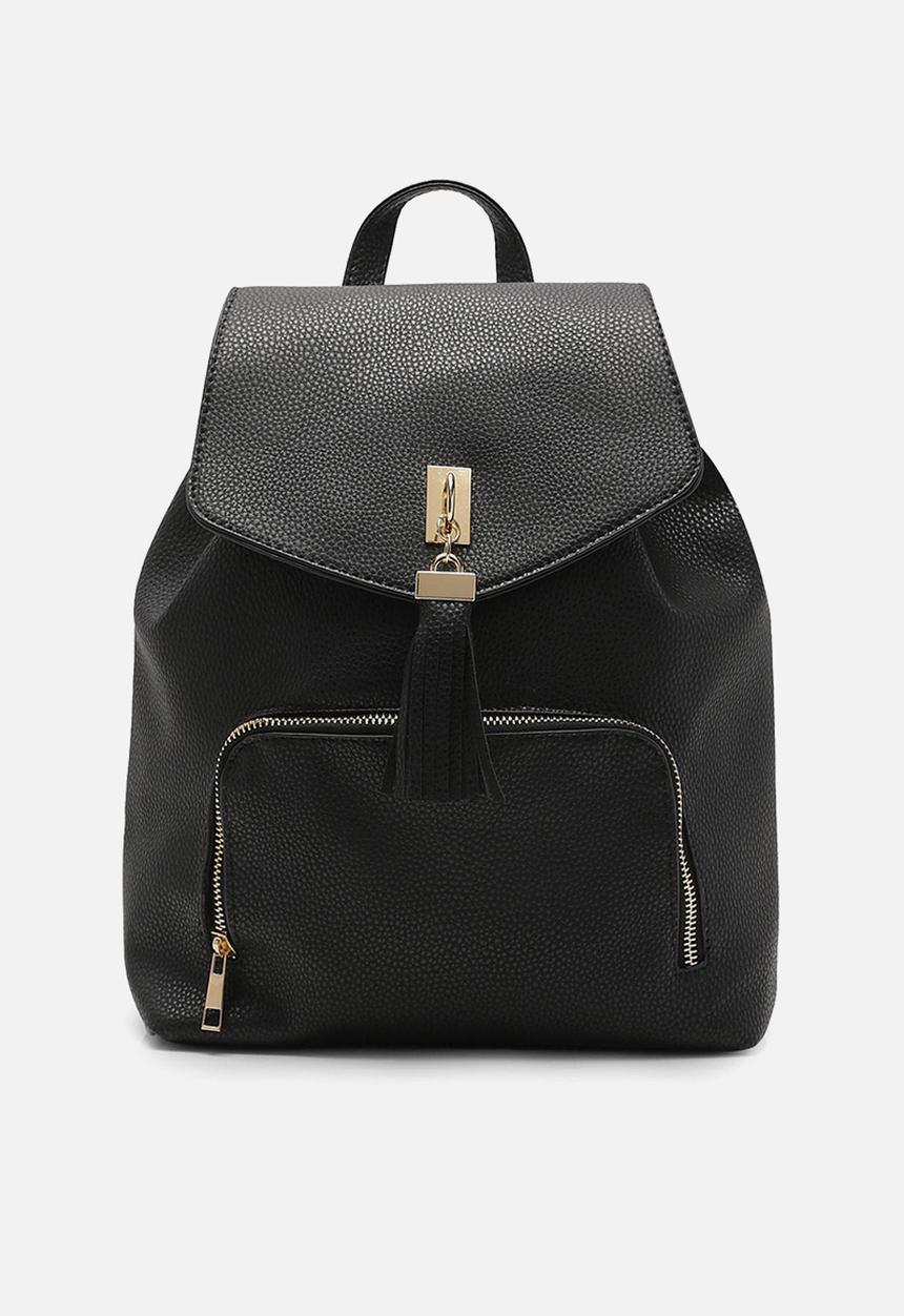 boohoo - Fringe tassel rucksack - black