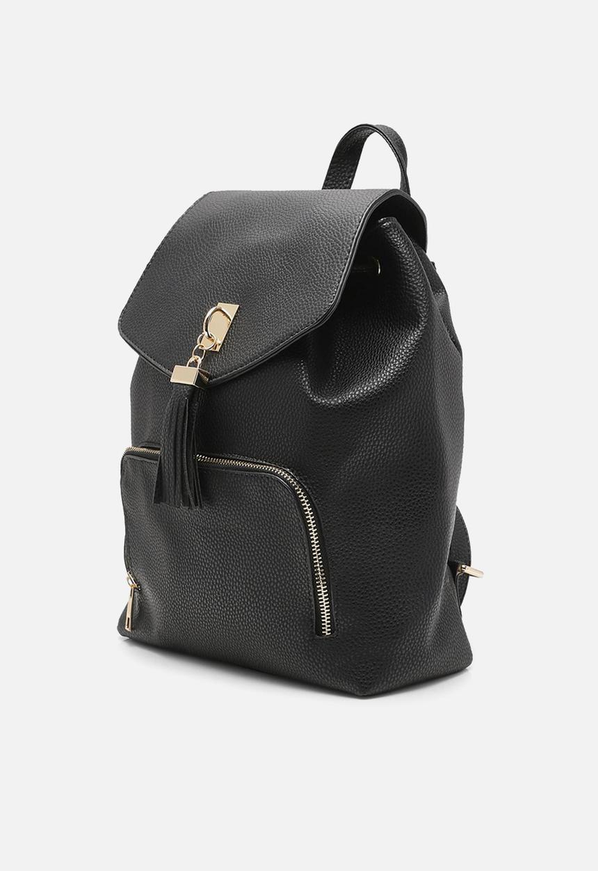 boohoo - Fringe tassel rucksack - black