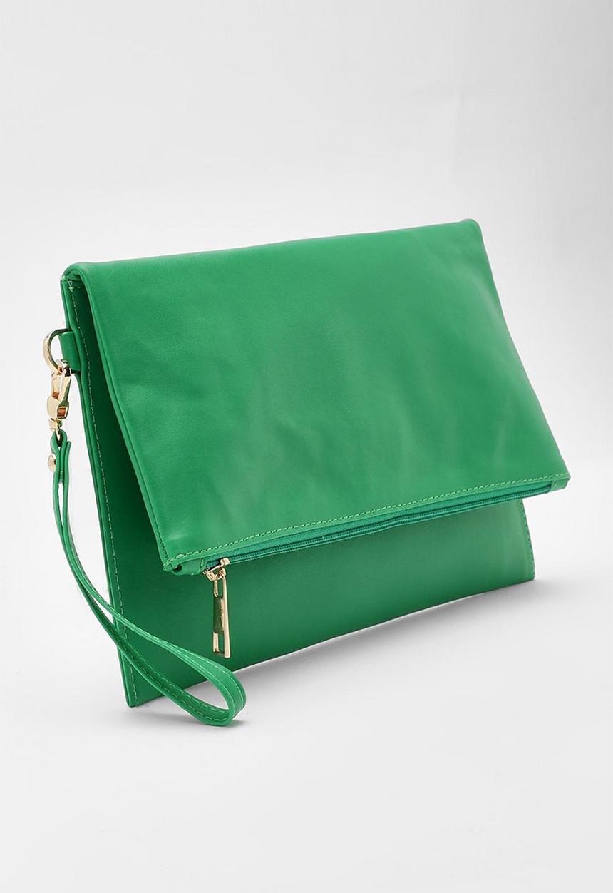 boohoo - Folded oversized clutch bag - green