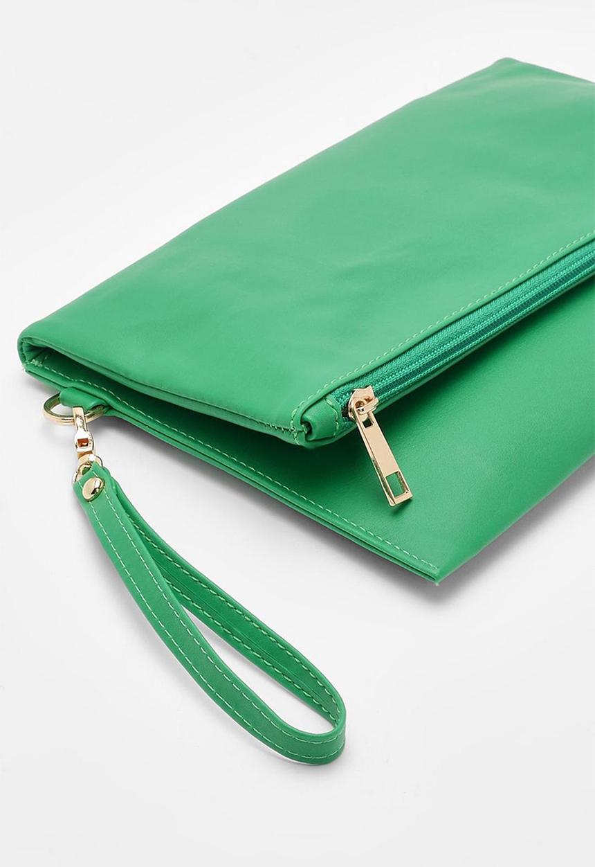 boohoo - Folded oversized clutch bag - green