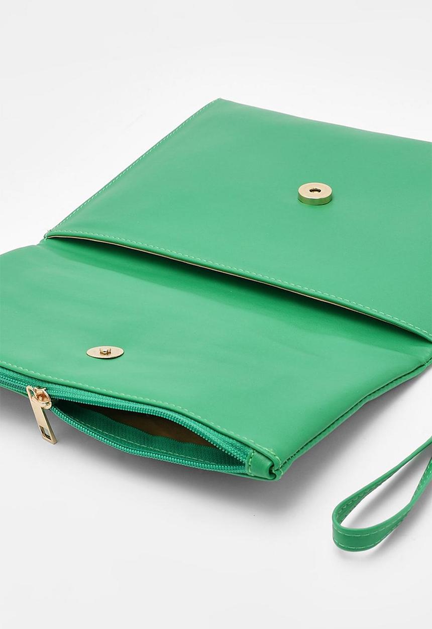 boohoo - Folded oversized clutch bag - green