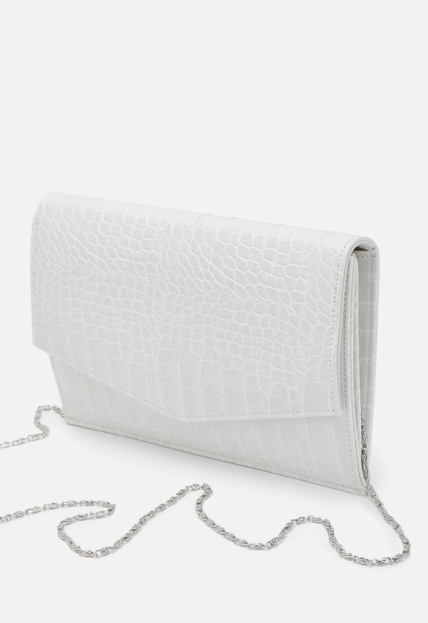 boohoo - Croc envelope mini clutch bag - white