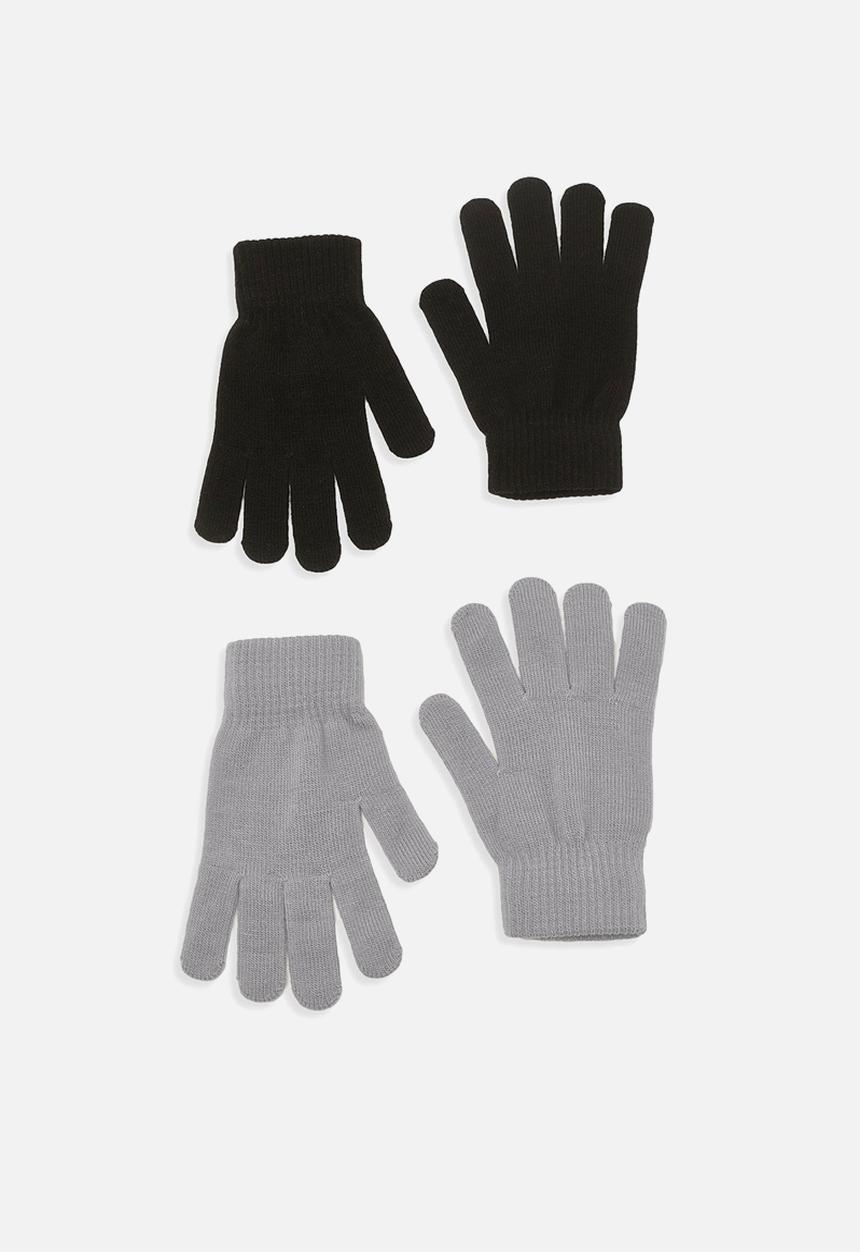 boohoo - 2 pack magic gloves - black & grey