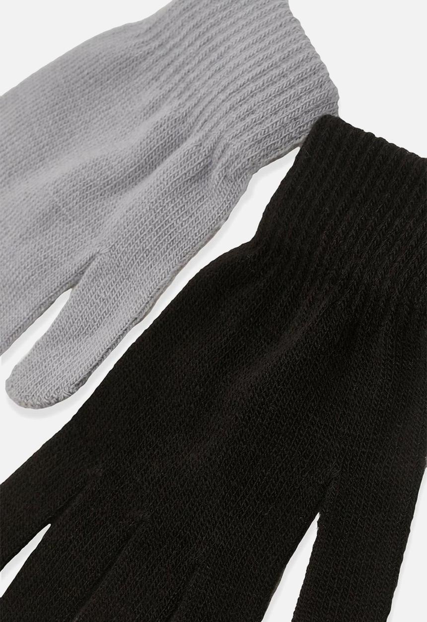 boohoo - 2 pack magic gloves - black & grey