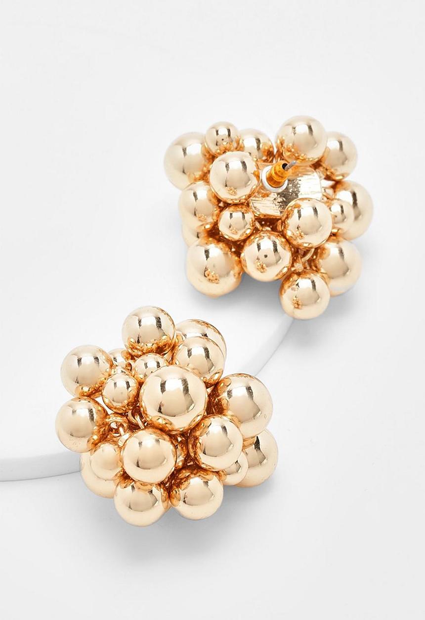 boohoo - Gold ball drop statement earrings - gold