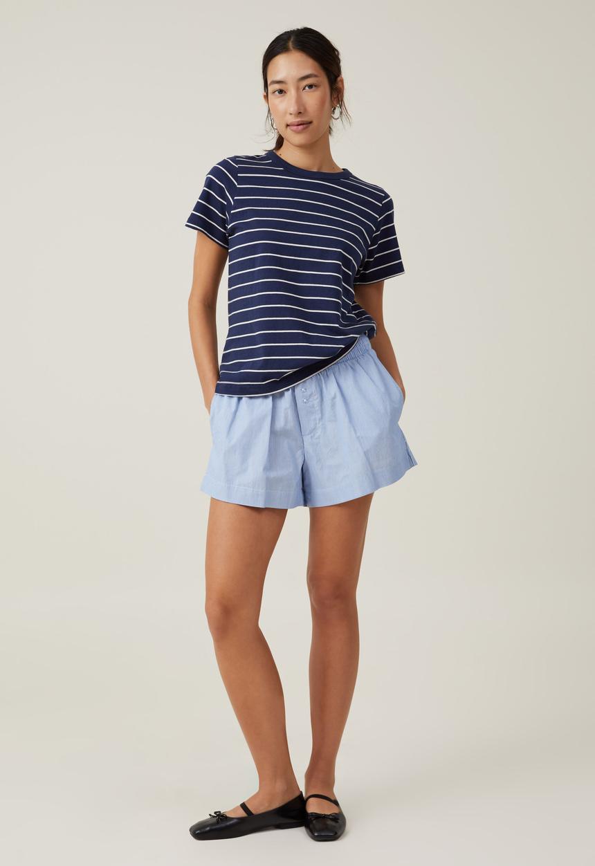 Cotton On - The Classic Organic Tee - Luka Stripe Ink Navy/Light Stone