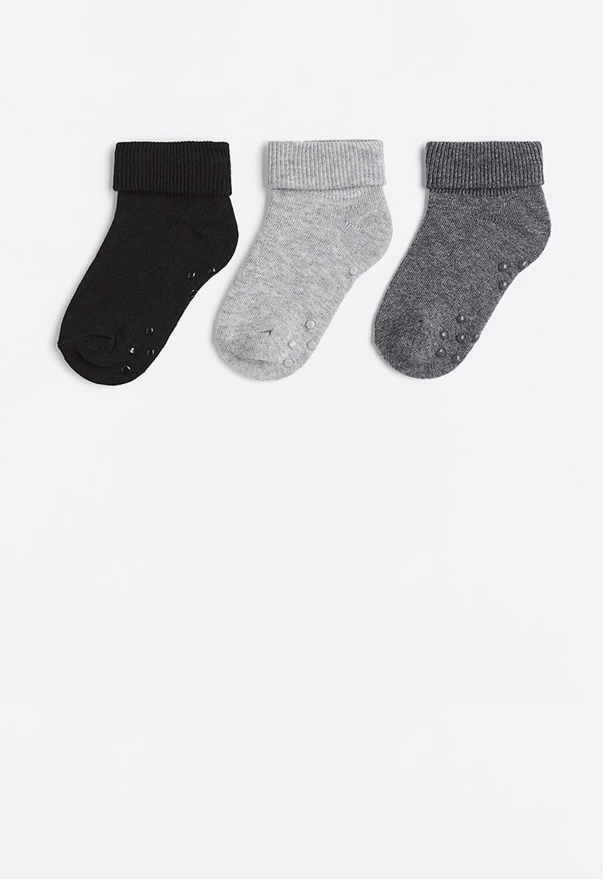 H&M - 3-pack anti-slip-socks - black & grey