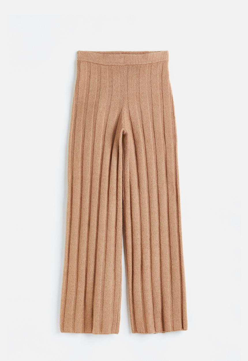 H&M - Rib-knit trousers - beige