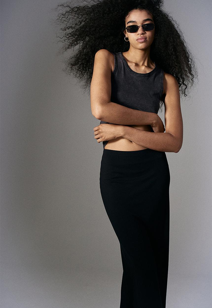 H&M - Ribbed pencil skirt - black
