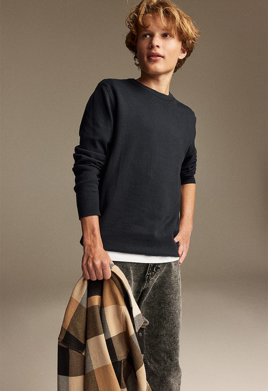 H&M - Fine-knit cotton jumper - navy blue 