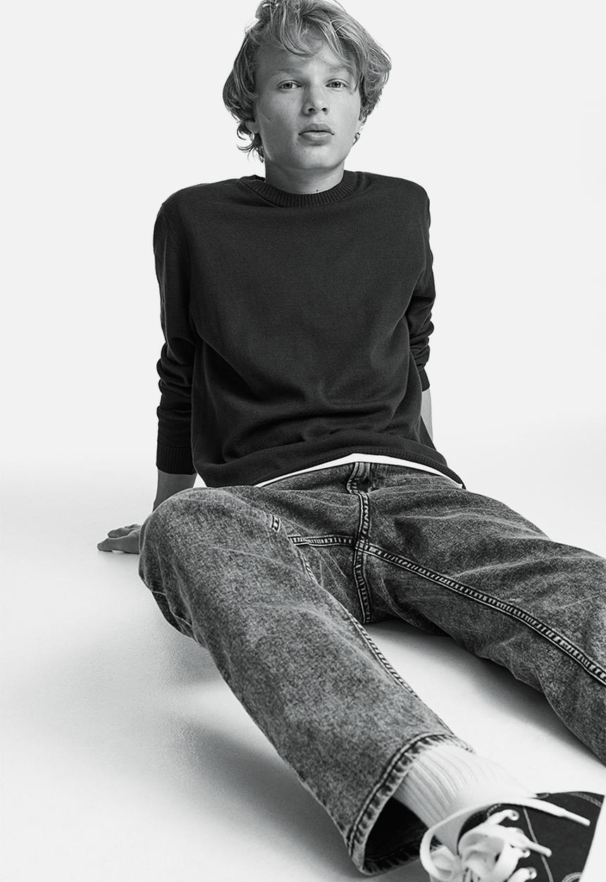 H&M - Fine-knit cotton jumper - navy blue 