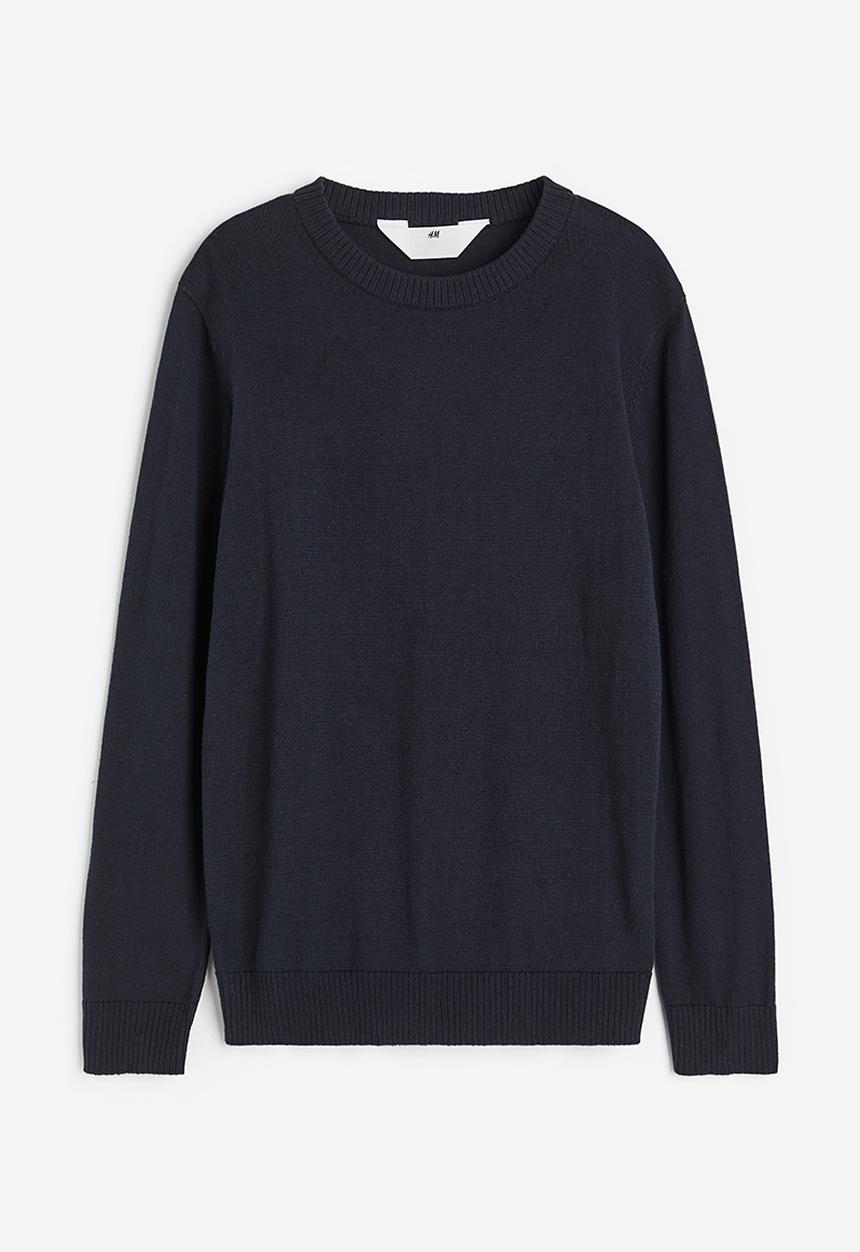 H&M - Fine-knit cotton jumper - navy blue 