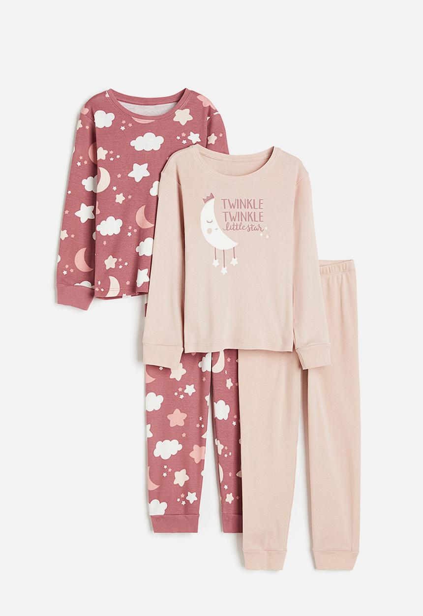 H&M - 2 pack jersey pyjamas - dark pink stars