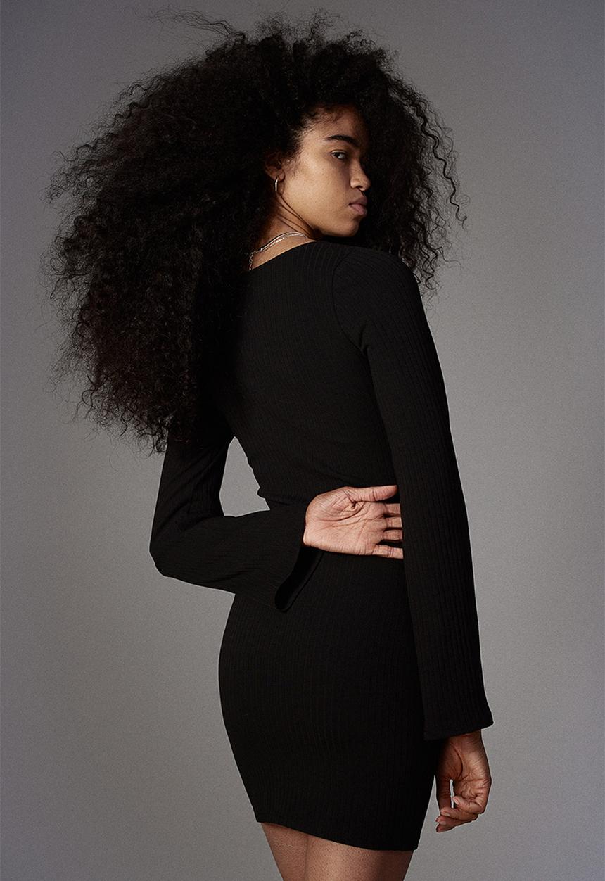 H&M - Ribbed bodycon dress - black