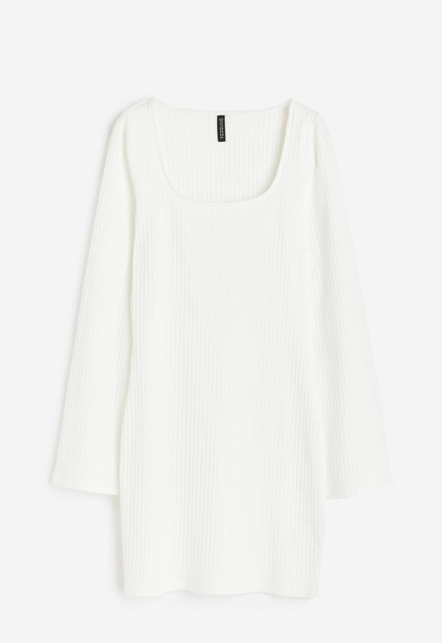 H&M - Ribbed bodycon dress - white