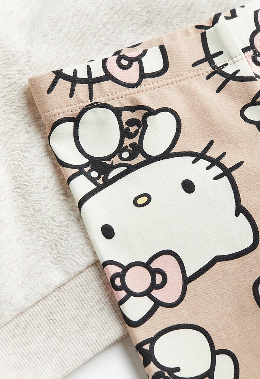 H&M - 2 piece printed set - light beige hello kitty