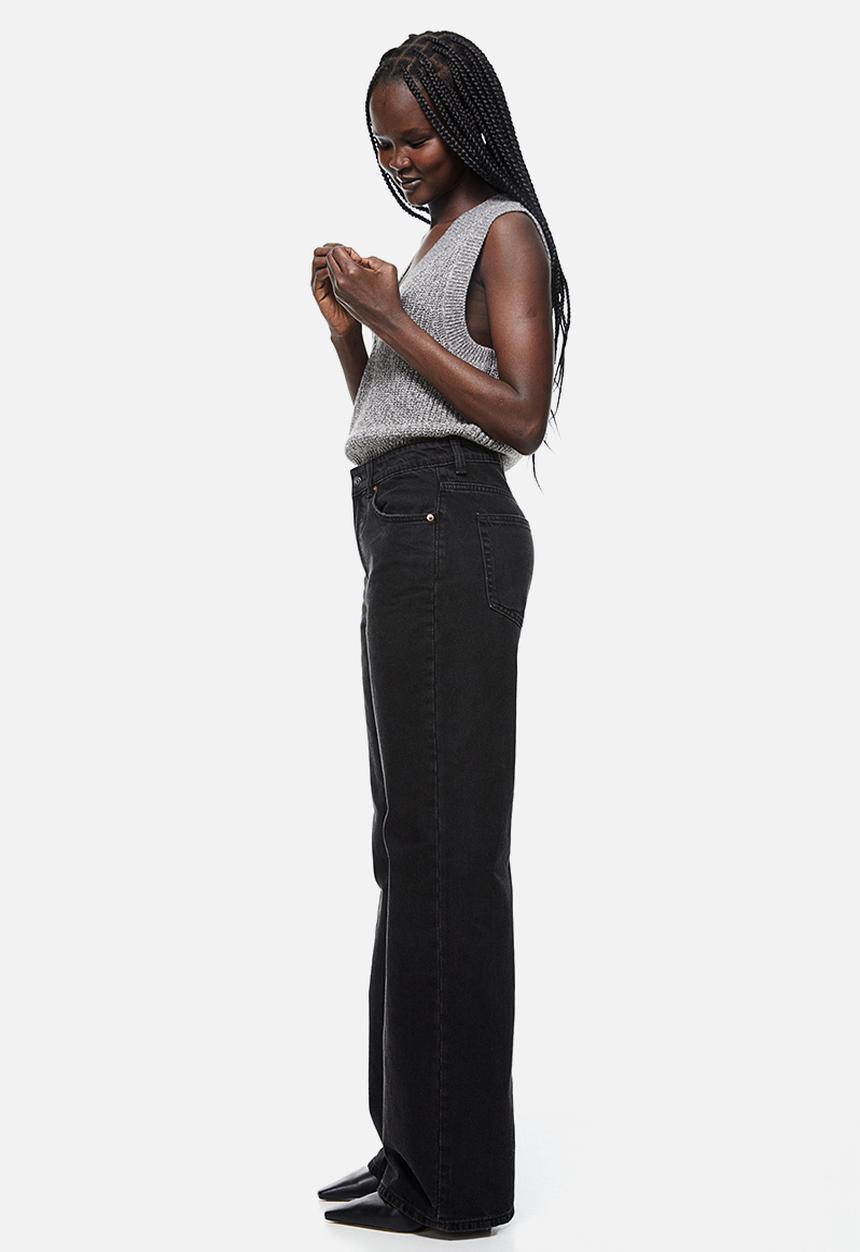 H&M - Wide high jeans - black