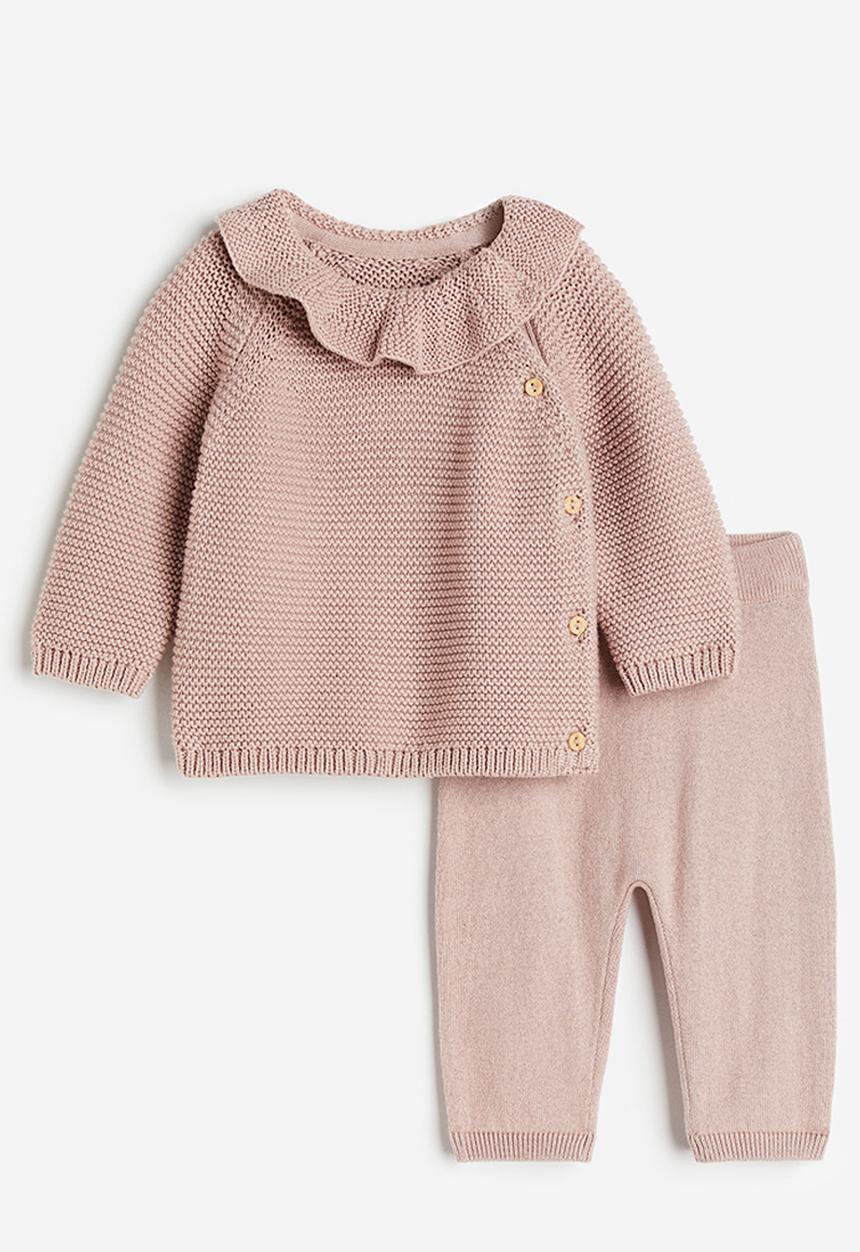 H&M - 2 piece knitted cotton set - powder pink