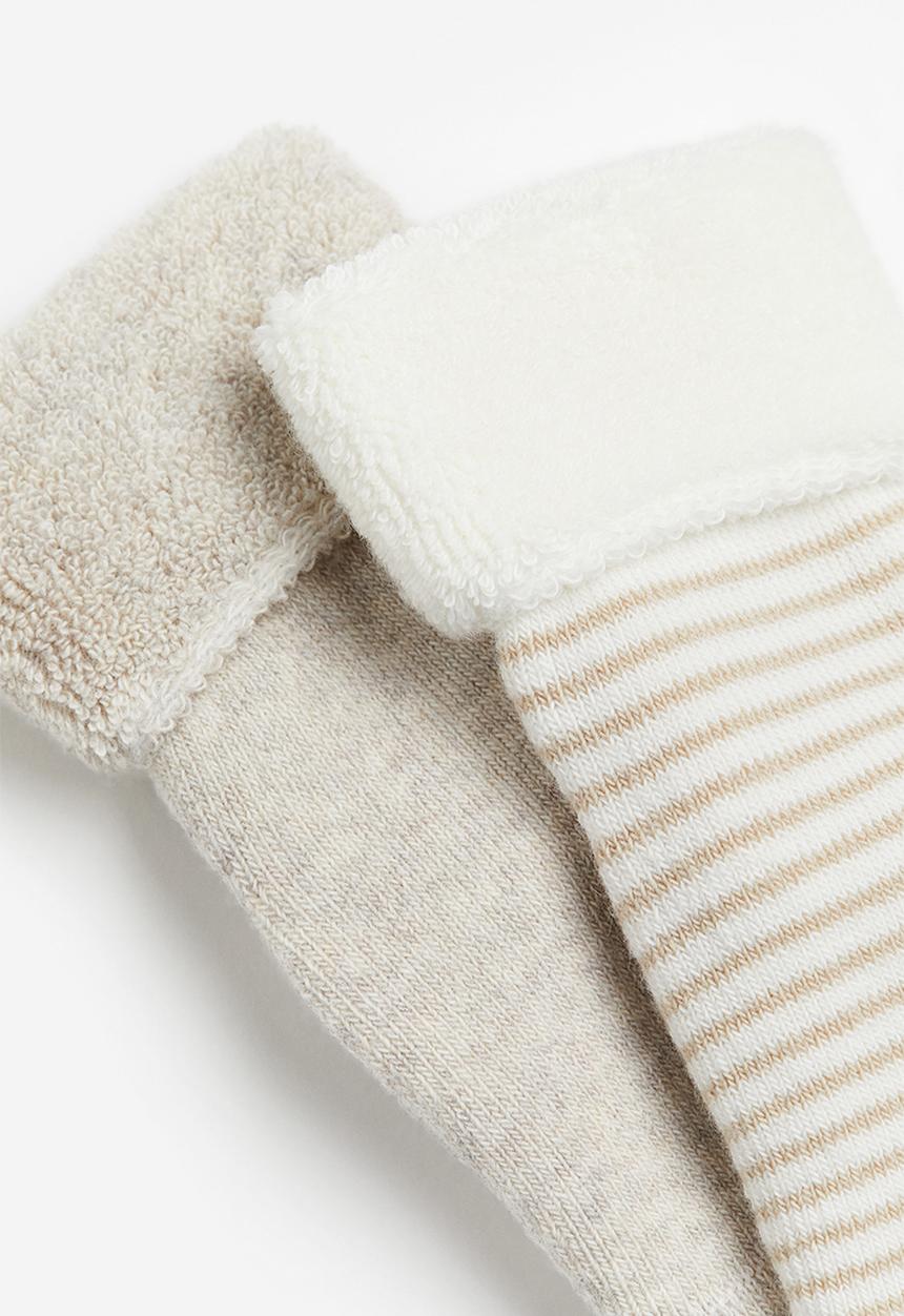H&M - 2- pack terry socks - beige multi