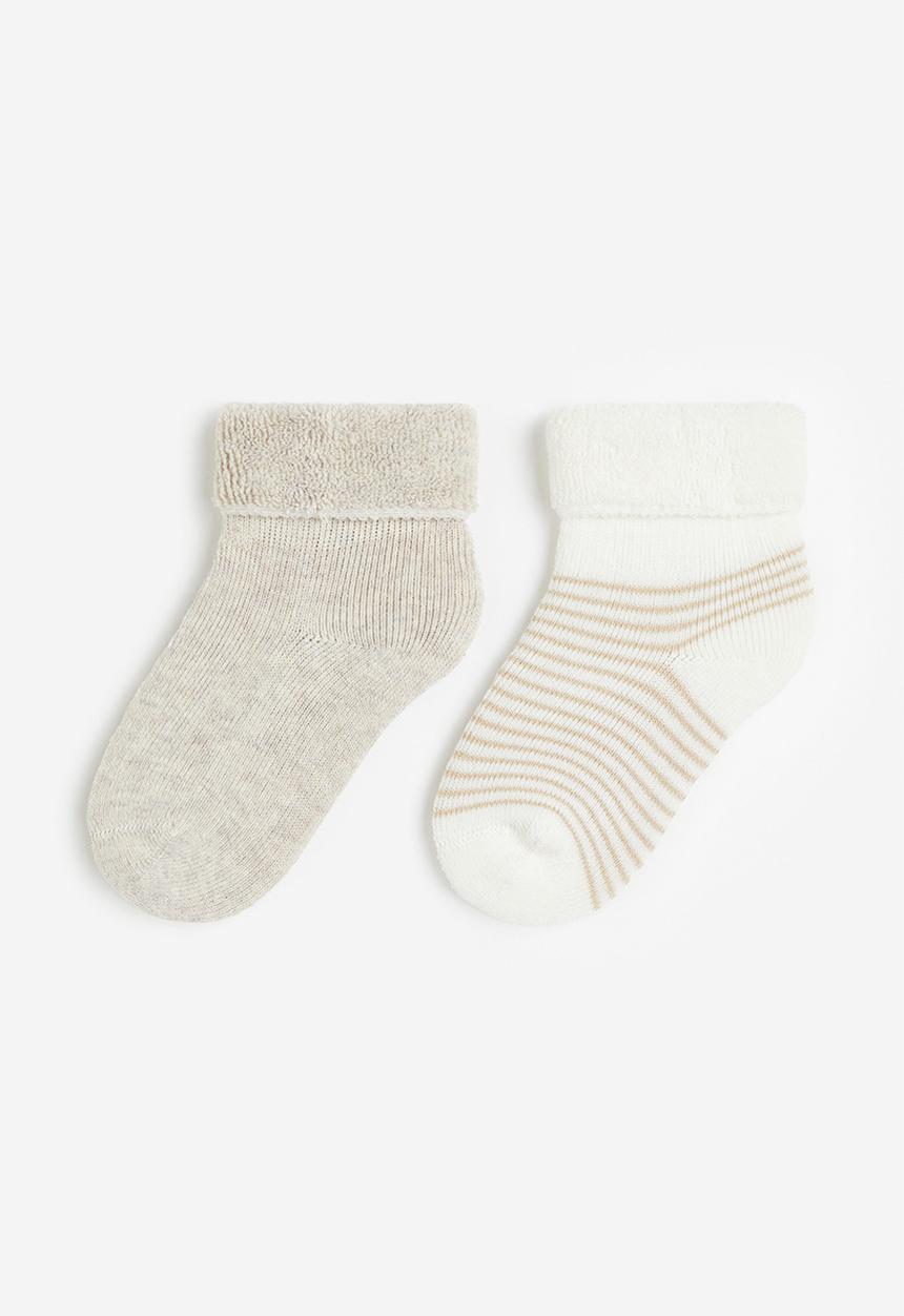 H&M - 2- pack terry socks - beige multi
