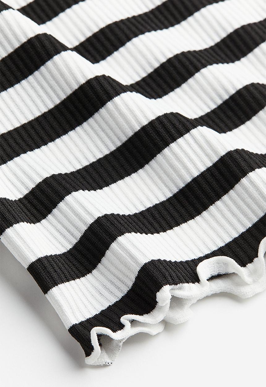 H&M - Ribbed off-the-shoulder top - black striped