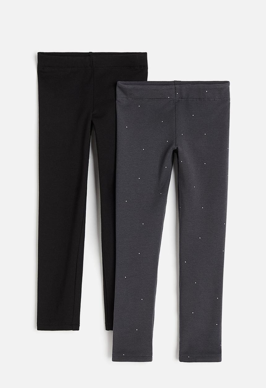 H&M - 2 pack heavy jersey leggings - dark grey spotted