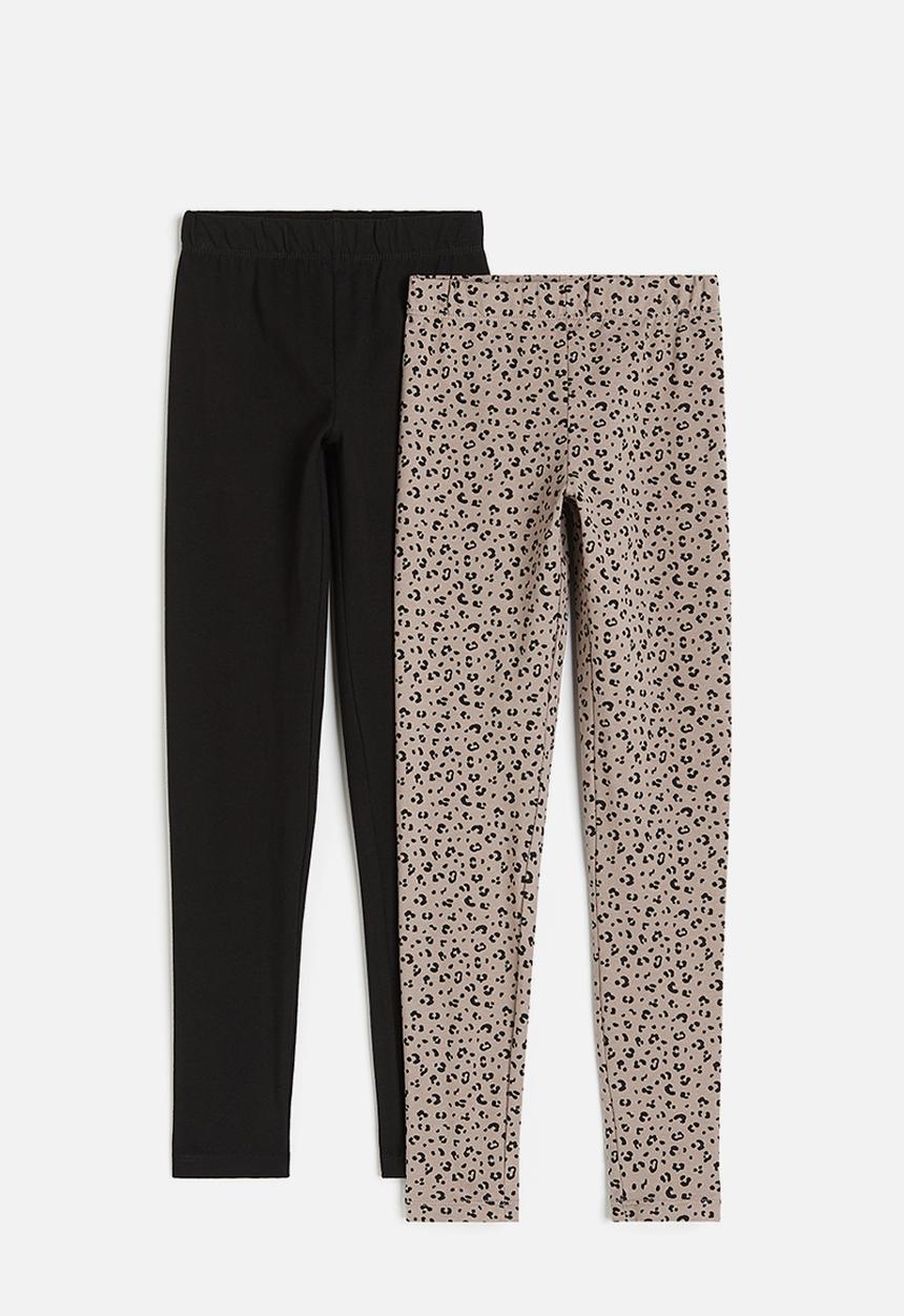 H&M - 2 pack cotton leggings - mole leopard print