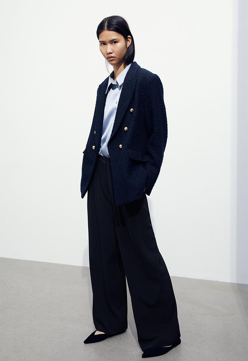 H&M - Wide trousers - navy blue