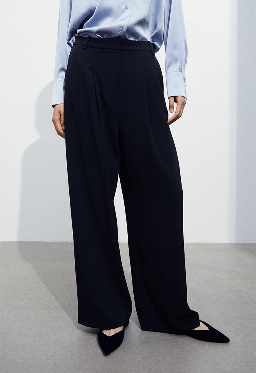 H&M - Wide trousers - navy blue
