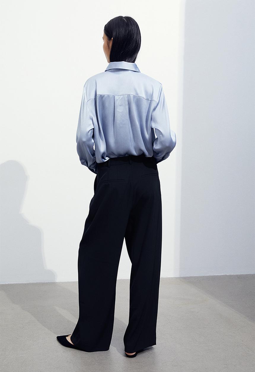 H&M - Wide trousers - navy blue