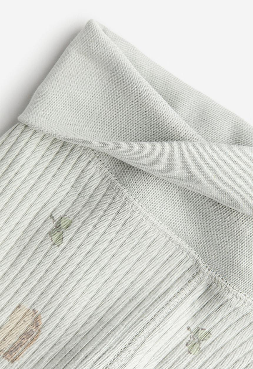 H&M - 2 piece ribbed cotton set - light green hedgehog